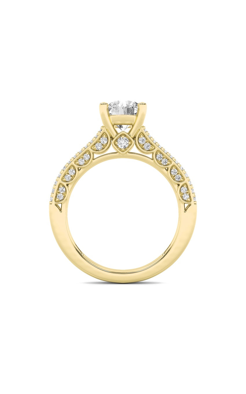 2Cttw Round Shaped Lab Grown Diamond (F/VS) SplitShank Accented Engagement Ring in 14K Gold