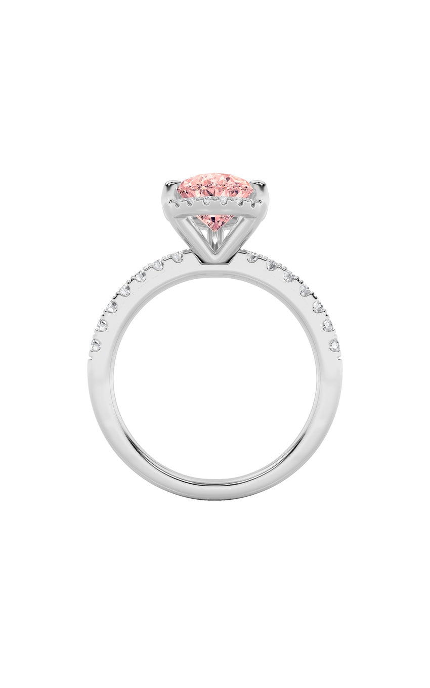 2Cttw Pear Shaped Lab Grown Diamond (F/VS) Halo Accented Engagement Ring in 14K Gold