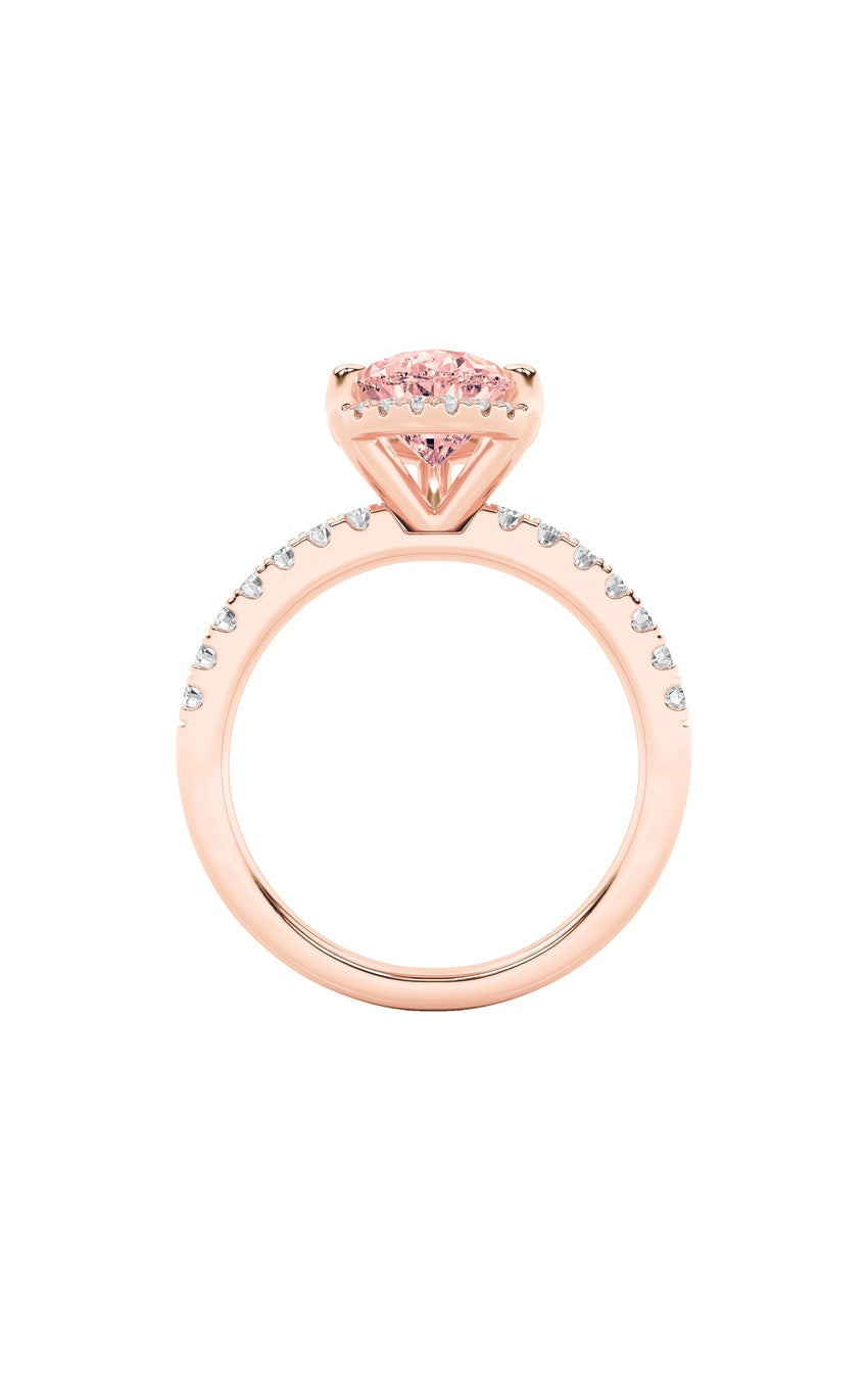 2Cttw Pear Shaped Lab Grown Diamond (F/VS) Halo Accented Engagement Ring in 14K Gold