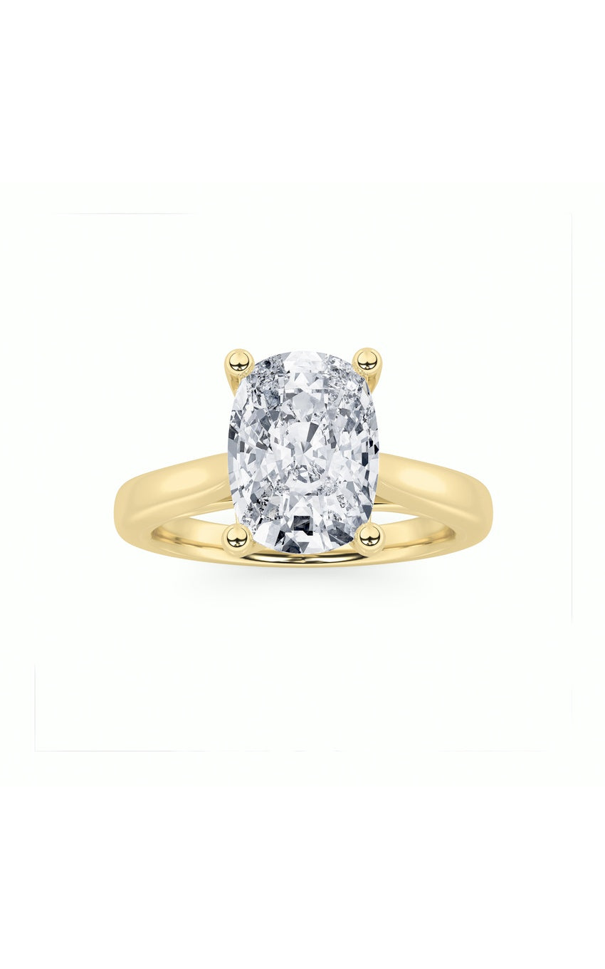 2Cttw Elongated Cushion Shaped Lab Grown Diamond (G/VS) Two Tone Cathedral Shank Engagement Ring in14K Gold