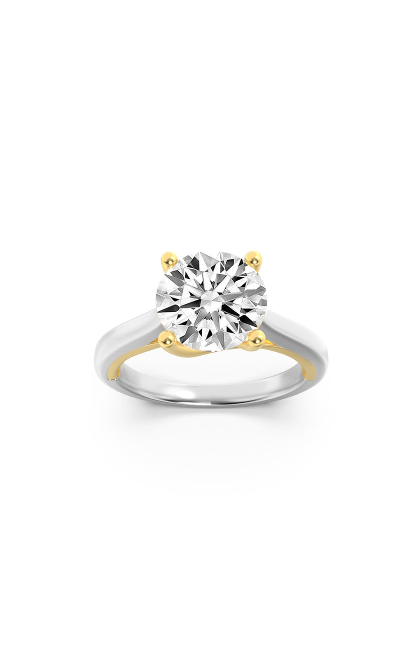 2.5Cttw Round Shaped Lab Grown Diamond (F/VS) TwoTone Cathedral Shank Engagement Ring in 14K Gold