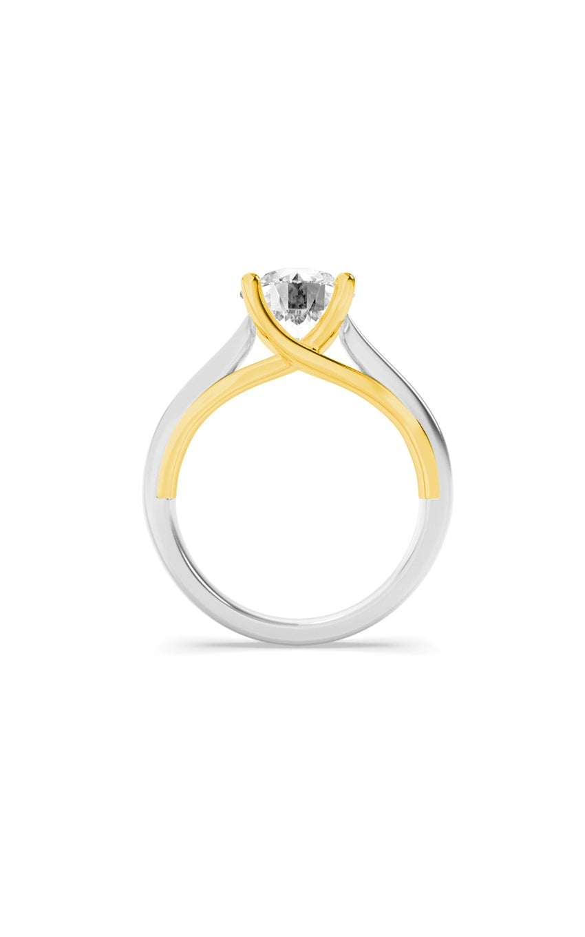 2.5Cttw Round Shaped Lab Grown Diamond (F/VS) TwoTone Cathedral Shank Engagement Ring in 14K Gold