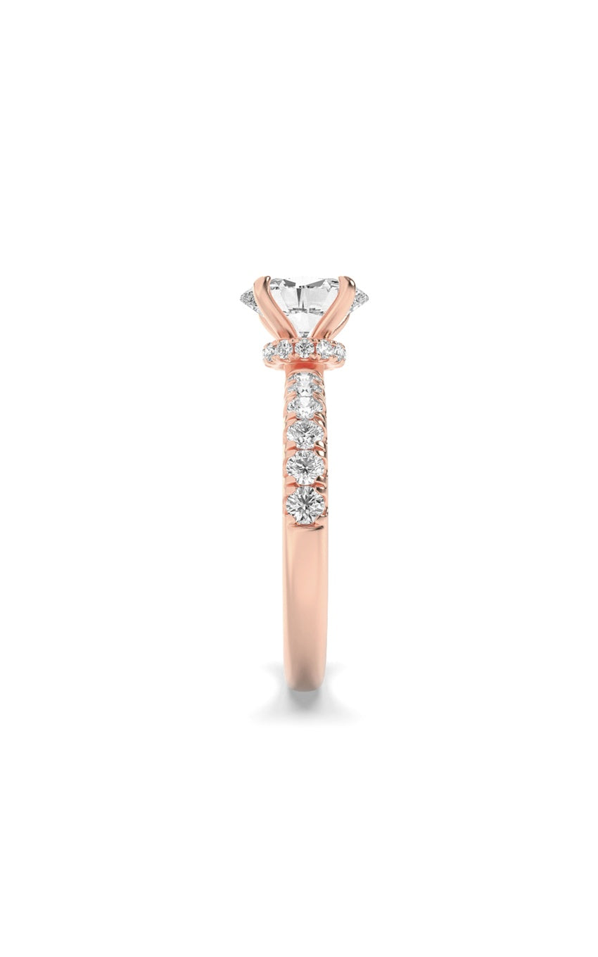 2Cttw Oval Shaped Lab Grown Diamond (F/VS) HiddenHalo Accented Ring in 14K Gold