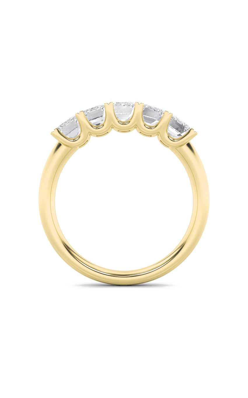 2Cttw Emerald Shaped Lab Grown Diamond (F/VS) Five Stone Band Ring in 14K Gold