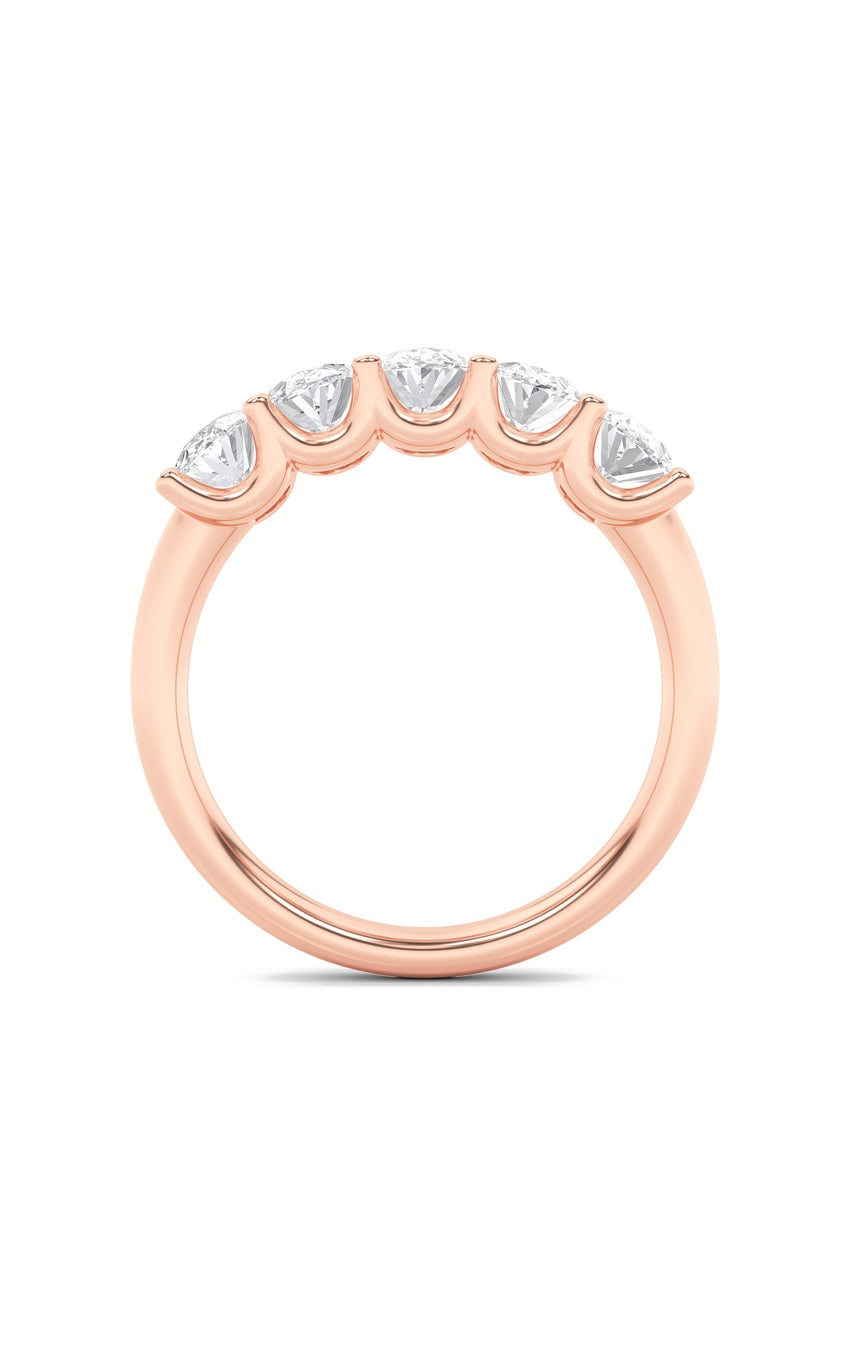 2Cttw Oval Shaped Lab Grown Diamond (F/VS) Five Stone Band Ring in 14K Gold