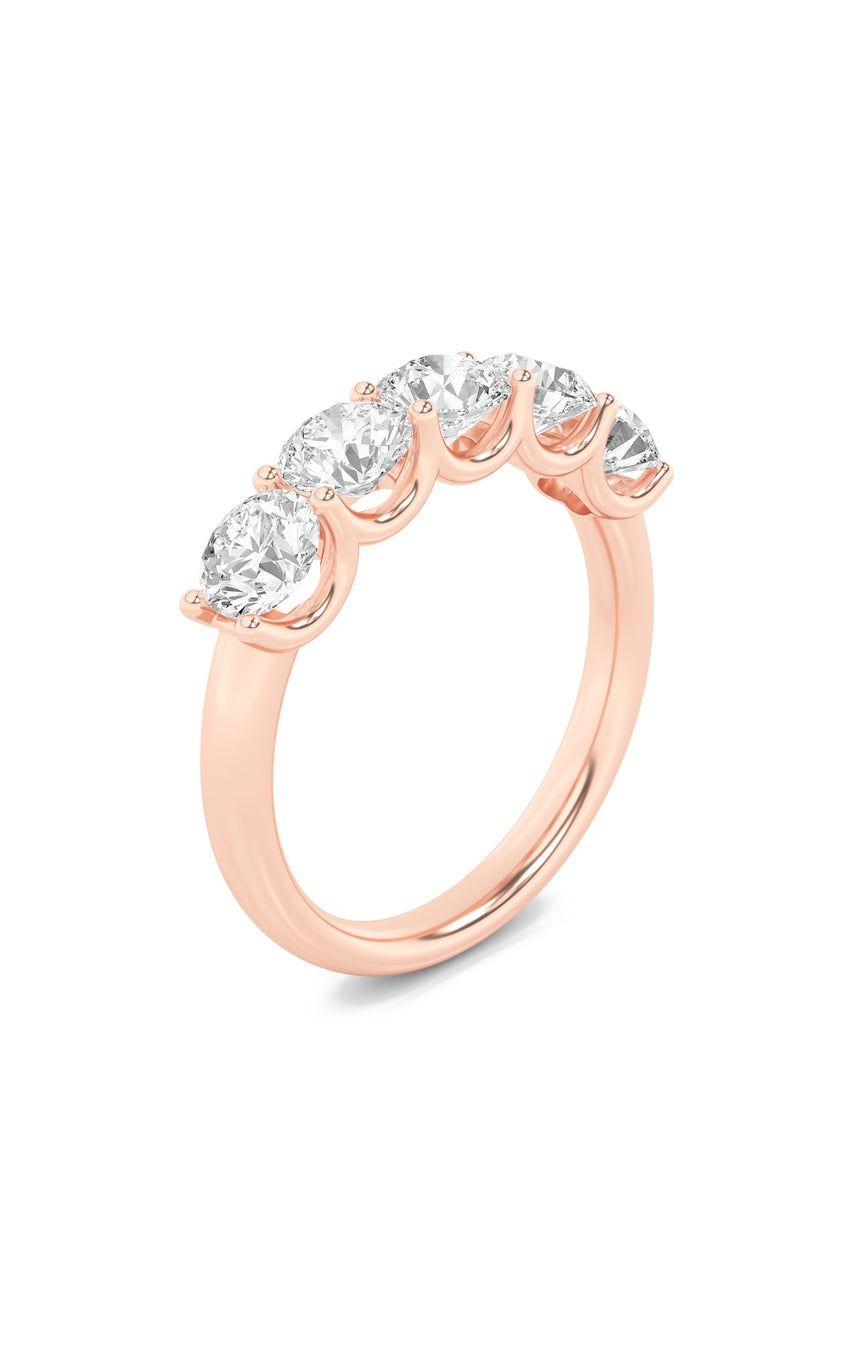 2Cttw Round Shaped Lab Grown Diamond (F/VS) Five Stone Band Ring in 14K Gold