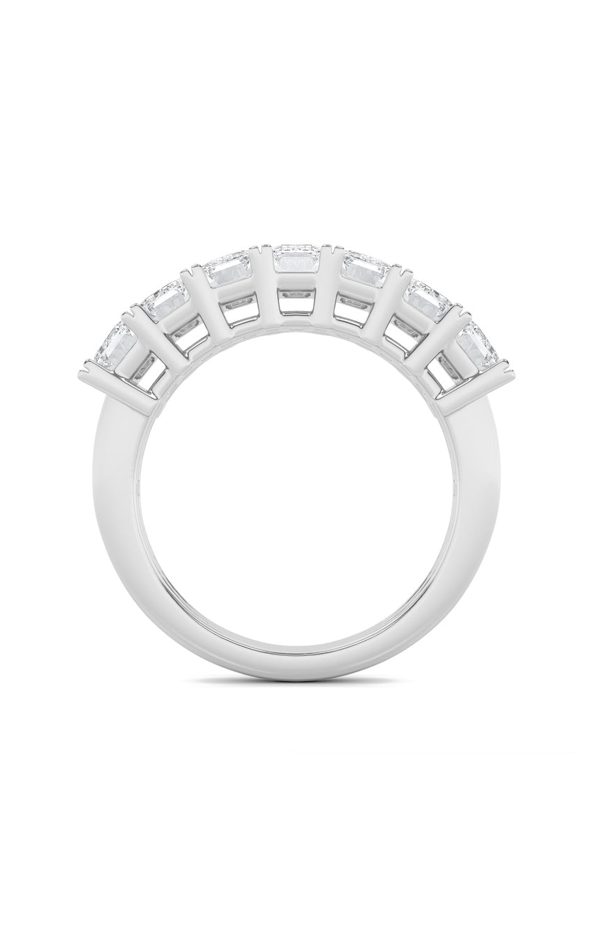 3Cttw Emerald Shaped Lab Grown Diamond (F/VS) Seven Stone Band Ring in 14K Gold