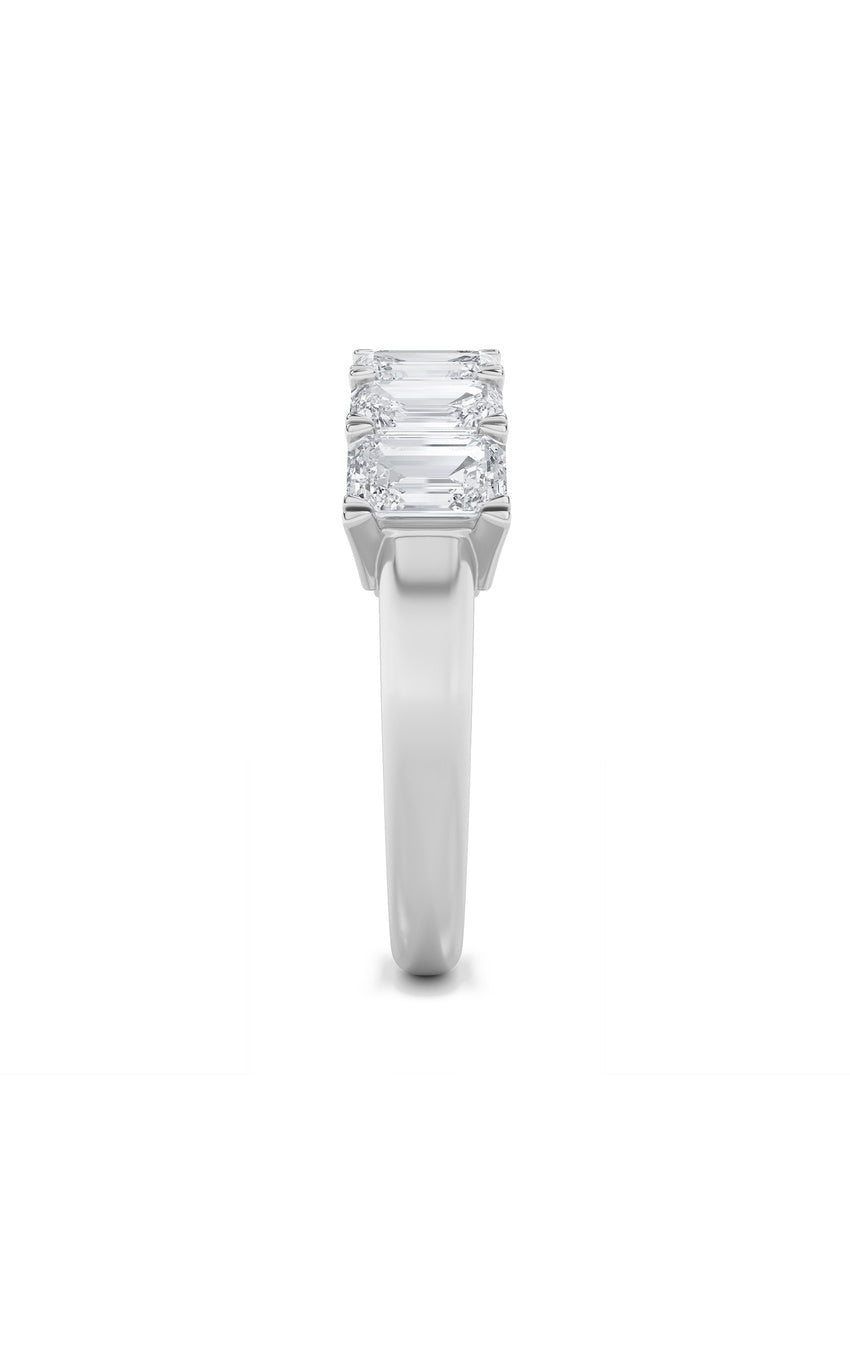 3Cttw Emerald Shaped Lab Grown Diamond (F/VS) Seven Stone Band Ring in 14K Gold