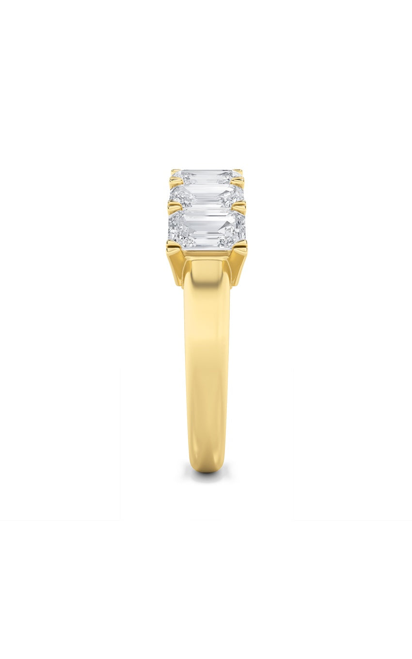 3Cttw Emerald Shaped Lab Grown Diamond (F/VS) Seven Stone Band Ring in 14K Gold