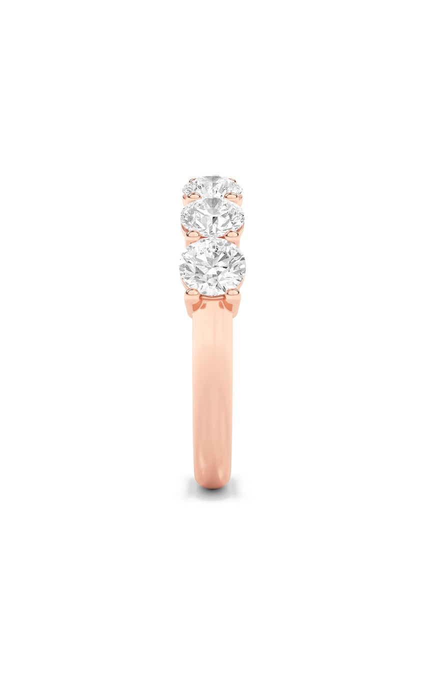 2Cttw Round Shaped Lab Grown Diamond (F/VS) SevenStone Band Ring in 14K Gold