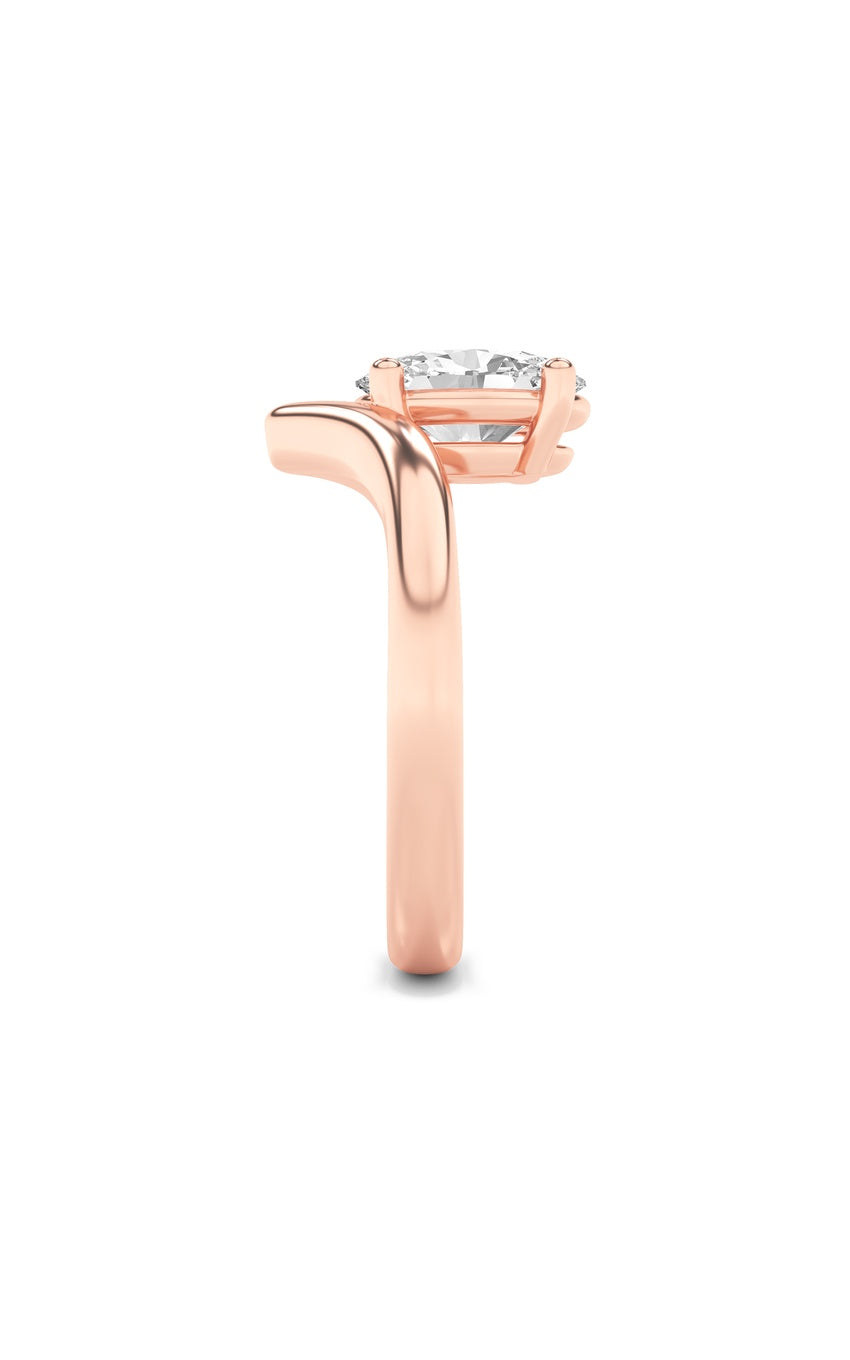 1.5Cttw Oval Shaped Lab Grown Diamond (G/VS) Chevron Solitaire Engagement Ring in 14K Gold