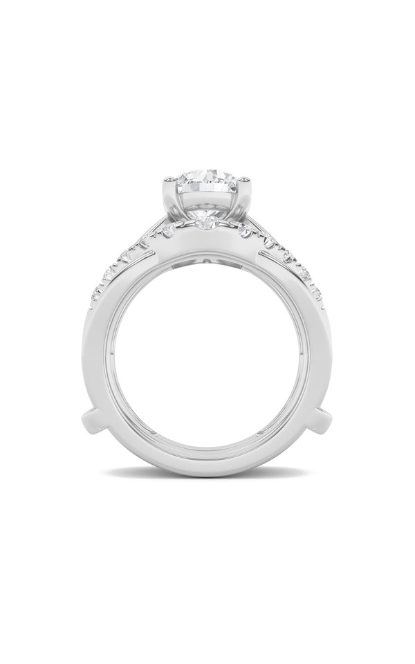 3Cttw Round Shaped Lab Grown Diamond (F/VS) Insert Jacket Ring in 14K Gold