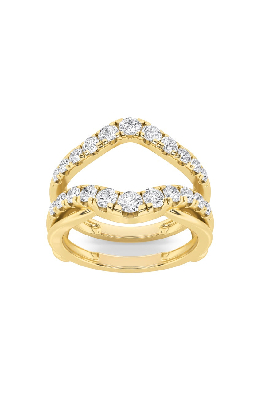 3Cttw Round Shaped Lab Grown Diamond (F/VS) Insert Jacket Ring in 14K Gold