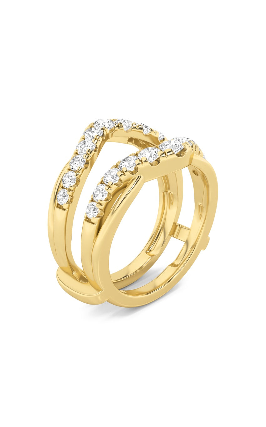 3Cttw Round Shaped Lab Grown Diamond (F/VS) Insert Jacket Ring in 14K Gold