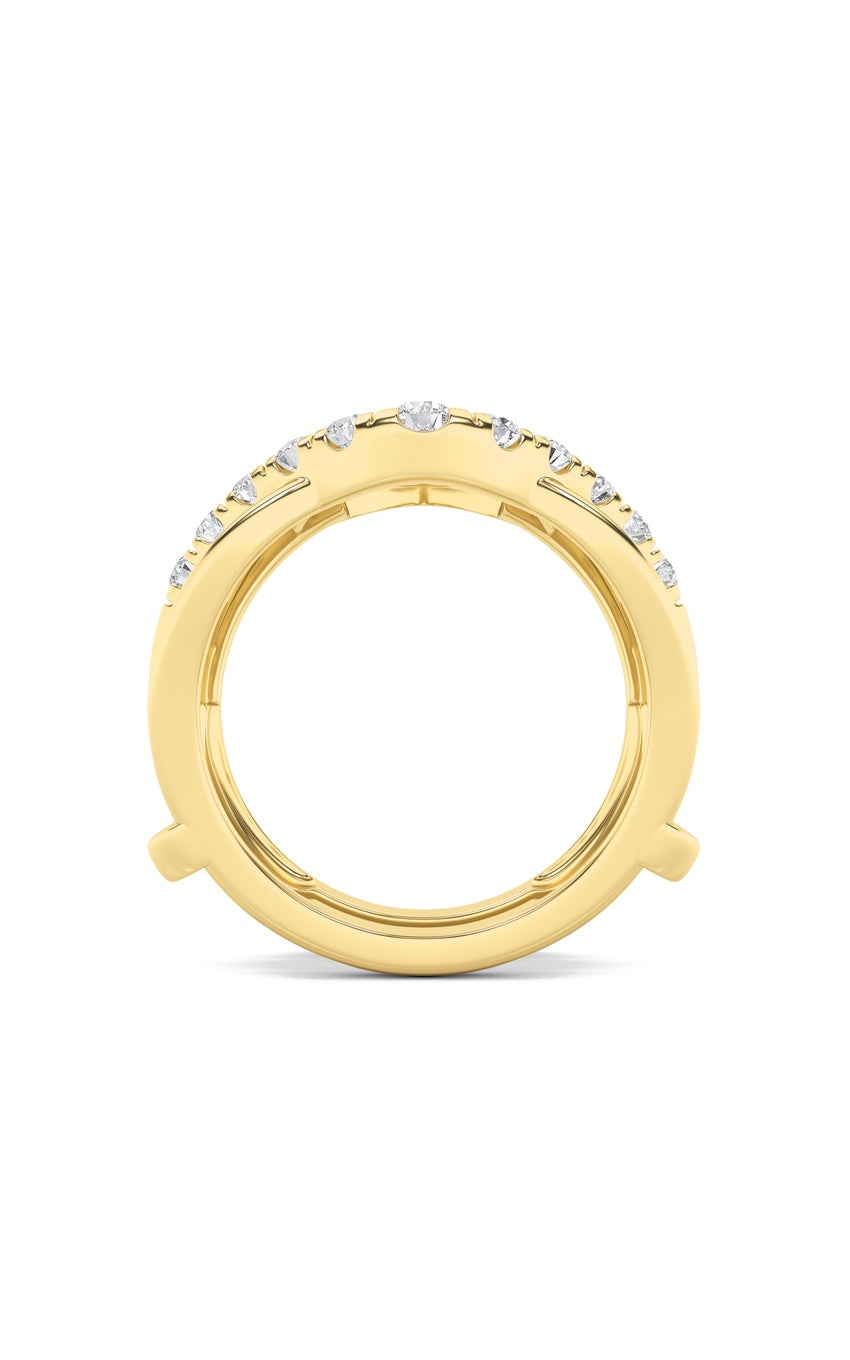 3Cttw Round Shaped Lab Grown Diamond (F/VS) Insert Jacket Ring in 14K Gold