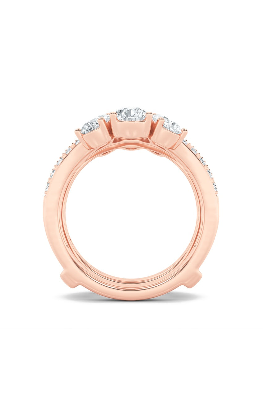 2Cttw Pear Shaped Lab Grown Diamond (F/VS) InsertJacket Ring in 14K Gold