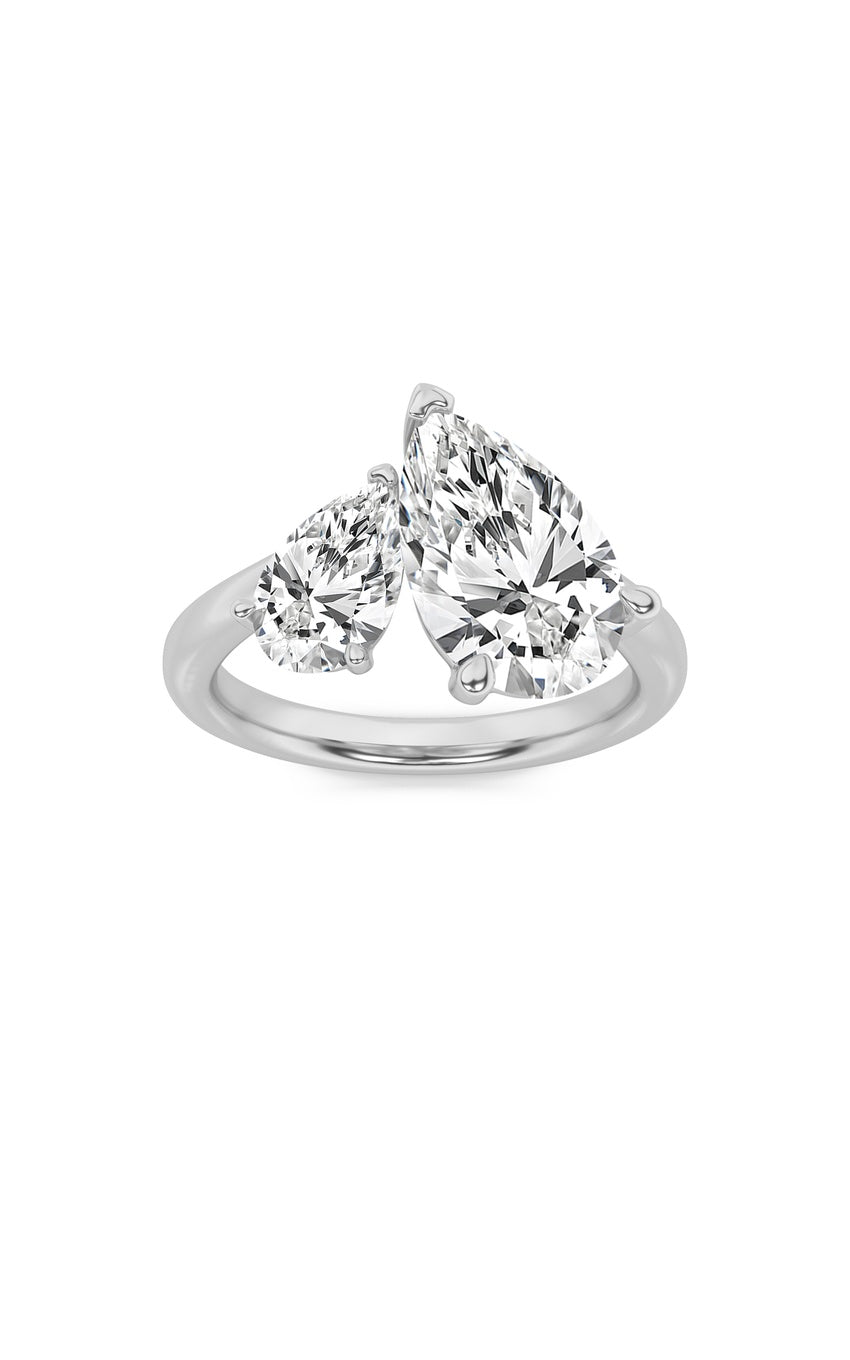 3Cttw Pear Shaped Lab Grown Diamond (F/VS) Toi etMoi Engagement Ring in 14K Gold