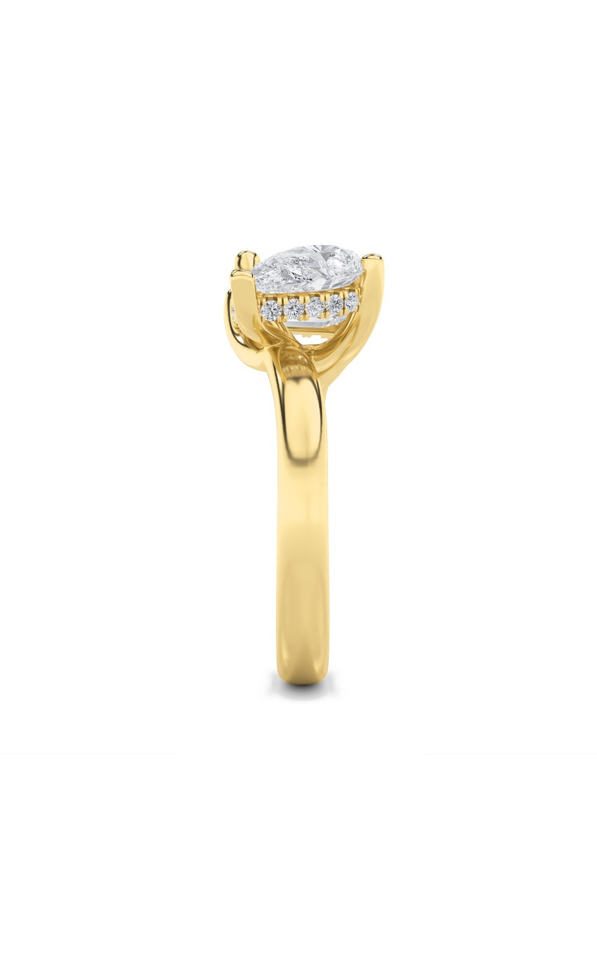 3Cttw Emerald Shaped Lab Grown Diamond (F/VS) Toiet Moi Engagement Ring in 14K Gold