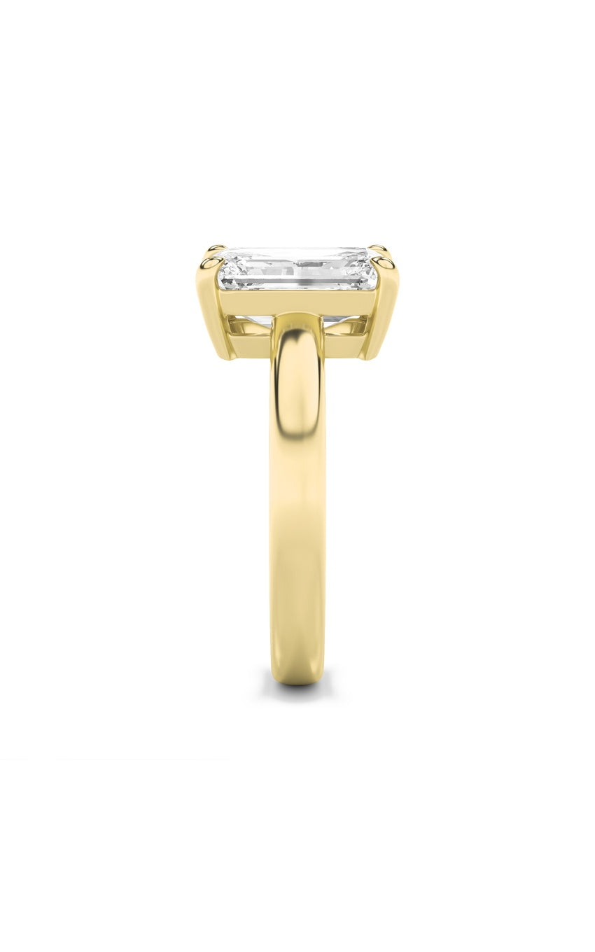 3Cttw Emerald Shaped Lab Grown Diamond (F/VS) Toiet Moi Engagement Ring in 14K Gold