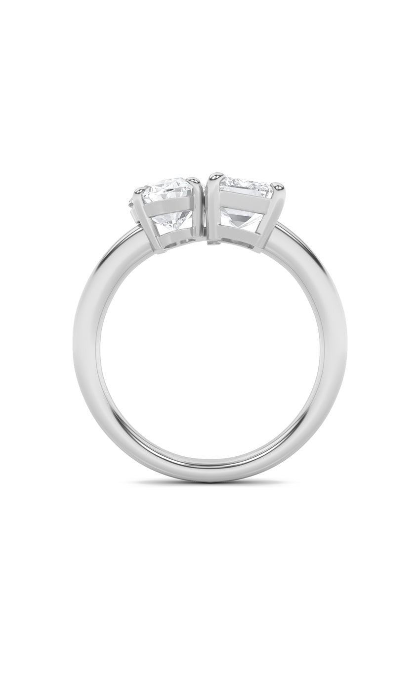 3Cttw Emerald Shaped Lab Grown Diamond (F/VS) Toiet Moi Engagement Ring in 14K Gold