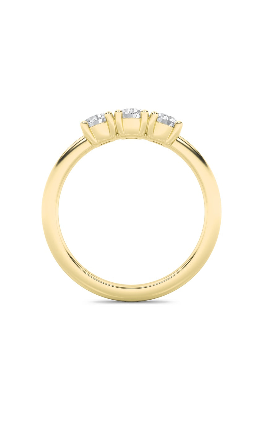1.5Cttw Round Shaped Lab Grown Diamond (F/VS) Three Stone Band Ring in 14K Gold
