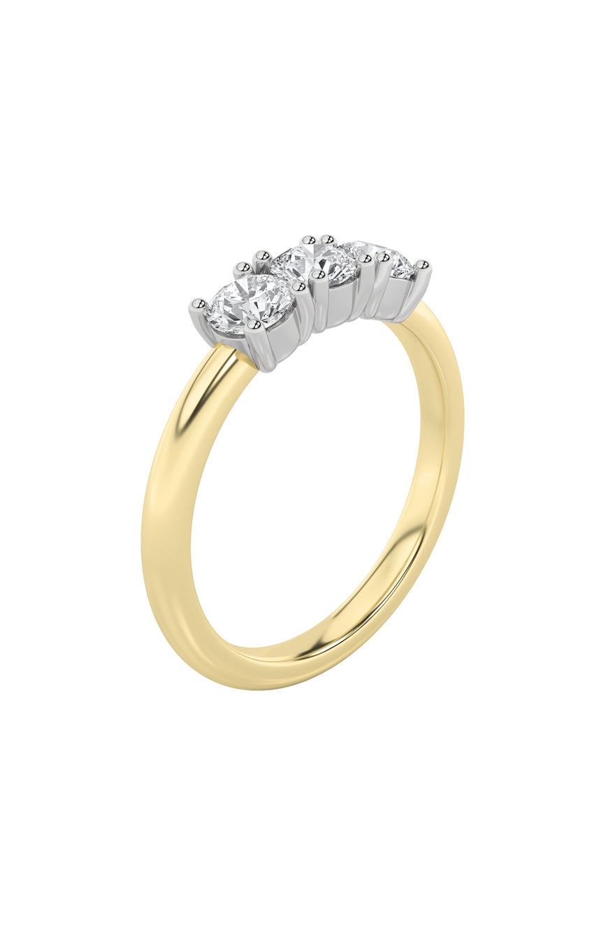 2Cttw Round Shaped Lab Grown Diamond (F/VS) ThreeStone Band Ring in 14K Gold