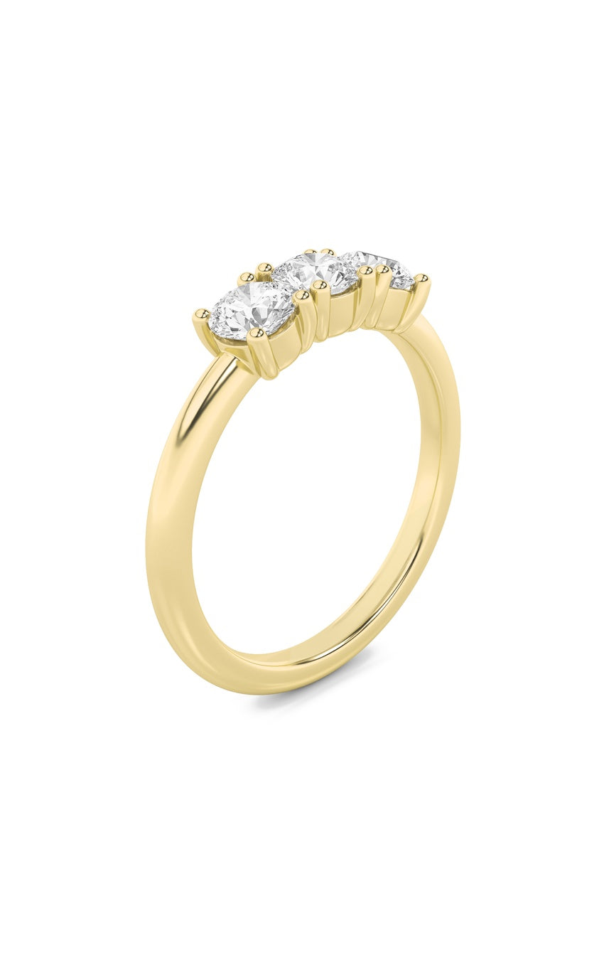 3Cttw Round Shaped Lab Grown Diamond (F/VS) ThreeStone Band Ring in 14K Gold