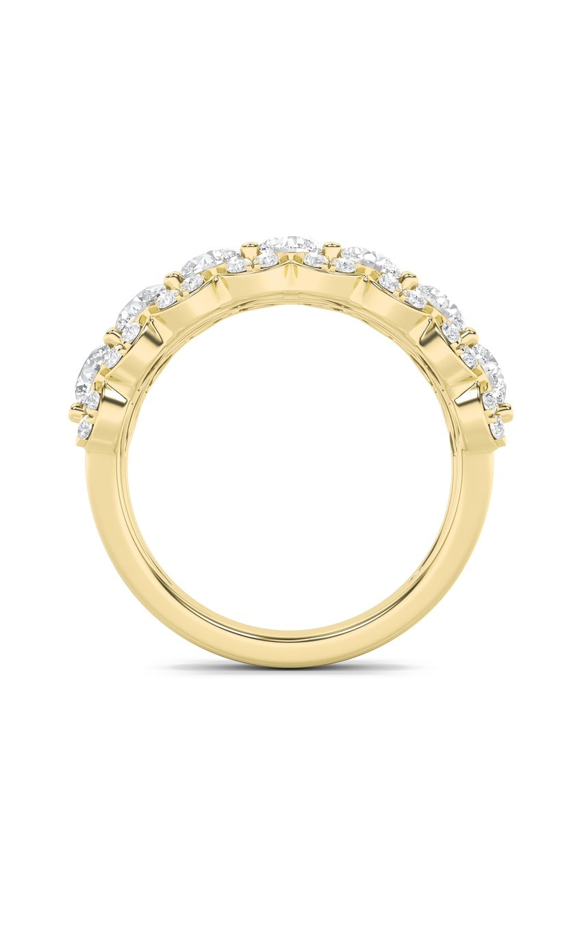 2Cttw Round Shaped Lab Grown Diamond (F/VS) MultiStone Band Ring in 14K Gold