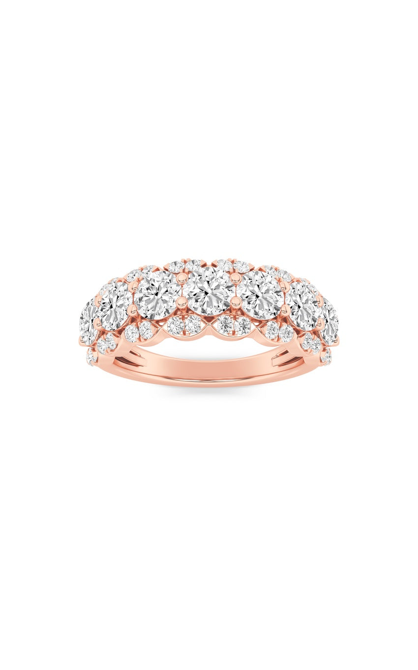 2Cttw Round Shaped Lab Grown Diamond (F/VS) MultiStone Band Ring in 14K Gold