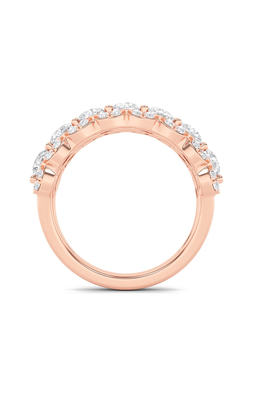 2Cttw Round Shaped Lab Grown Diamond (F/VS) MultiStone Band Ring in 14K Gold