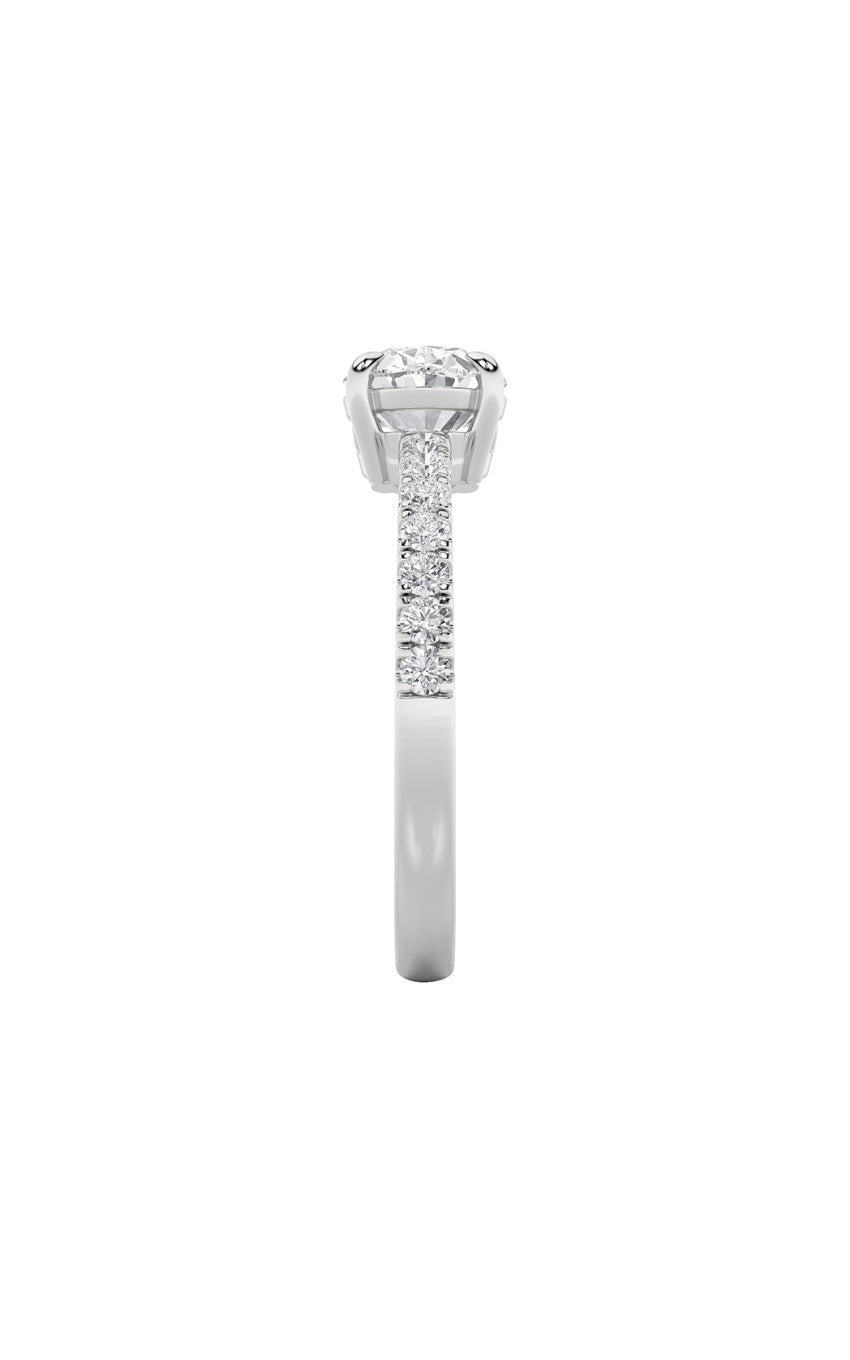 1.5Cttw Oval Shaped Lab Grown Diamond (F/VS) East West Accented Ring in 14K Gold
