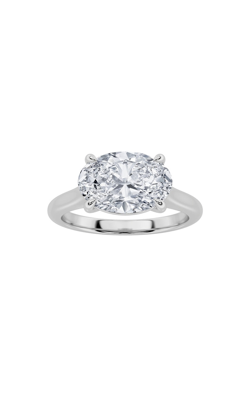 2Cttw Oval Shaped Lab Grown Diamond (F/VS) East West Accented Ring in 14K Gold