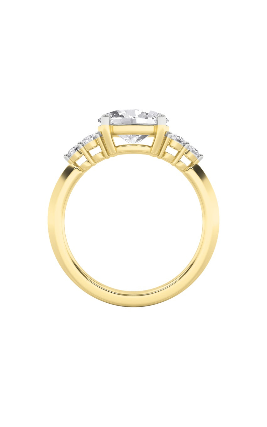 1.5Cttw Oval Shaped Lab Grown Diamond (F/VS) EastWest Five Stone Ring in 14K Gold