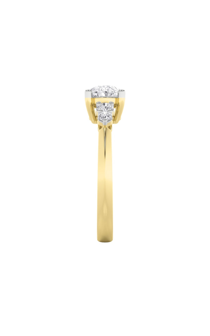 1.5Cttw Oval Shaped Lab Grown Diamond (F/VS) EastWest Five Stone Ring in 14K Gold