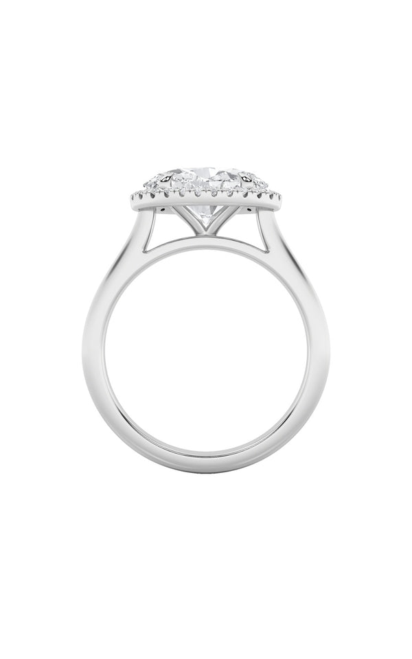 2Cttw Oval Shaped Lab Grown Diamond (F/VS) East West Accented Solitaire Ring in 14K Gold