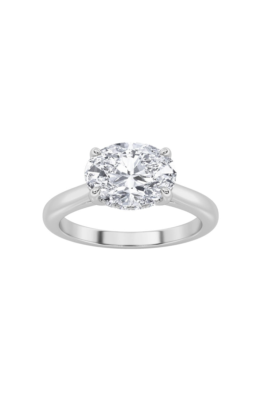 1.5Cttw Oval Shaped Lab Grown Diamond (F/VS) EastWest Solitaire Ring in 14K Gold