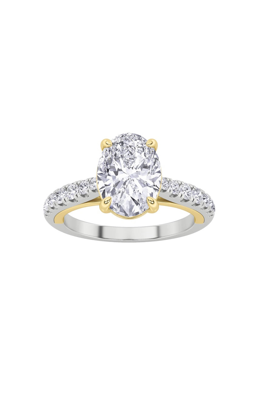 2Cttw Oval Shaped Lab Grown Diamond (F/VS) Solitaire Engagement Ring in 14K Gold