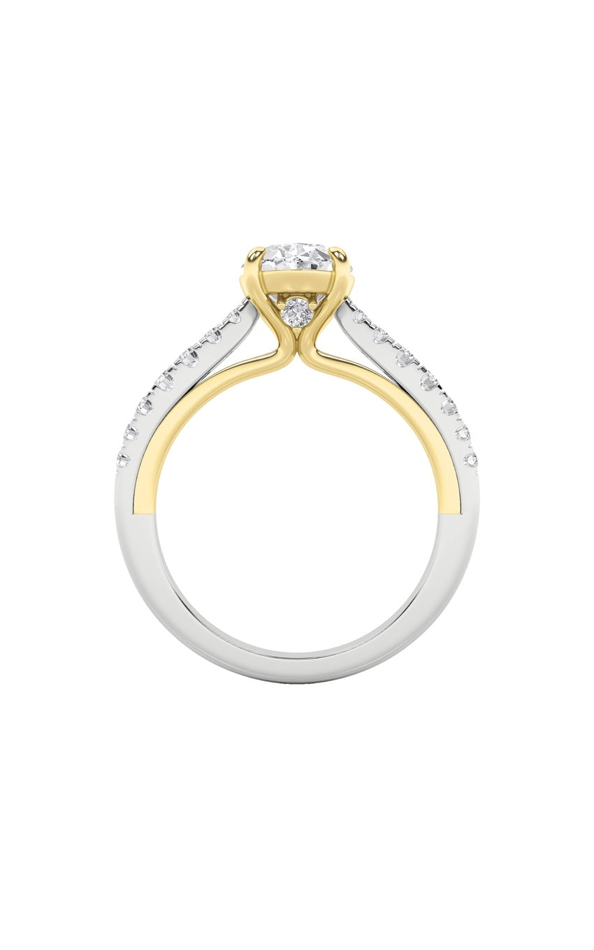 2Cttw Oval Shaped Lab Grown Diamond (F/VS) Solitaire Engagement Ring in 14K Gold