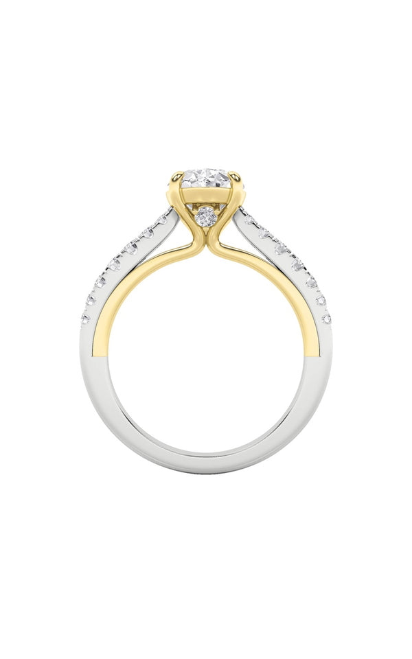 2Cttw Oval Shaped Lab Grown Diamond (F/VS) Solitaire Engagement Ring in 14K Gold