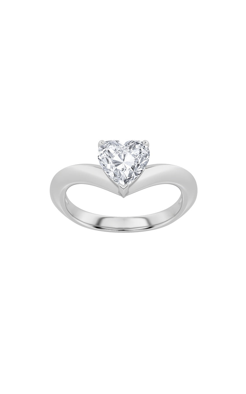 1Cttw Heart Shaped Lab Grown Diamond (F/VS) HeartShaped Ring in 14K Gold