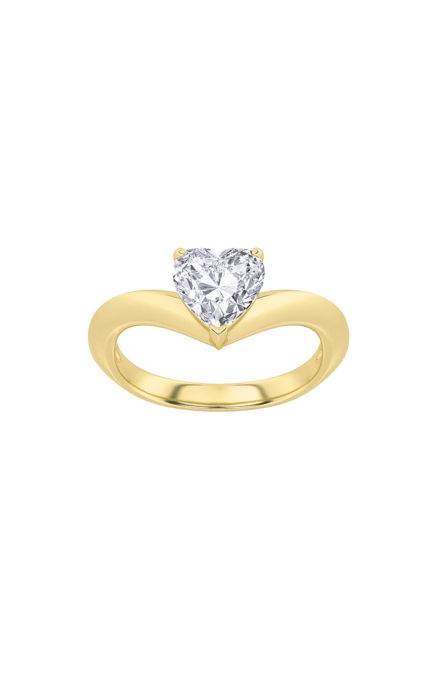 1Cttw Heart Shaped Lab Grown Diamond (F/VS) HeartShaped Ring in 14K Gold