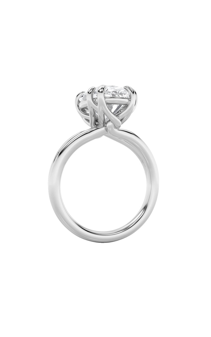 5Cttw Oval Shaped Lab Grown Diamond (F/VS) Bold Split Shank Solitaire Engagement Ring in 14K Gold
