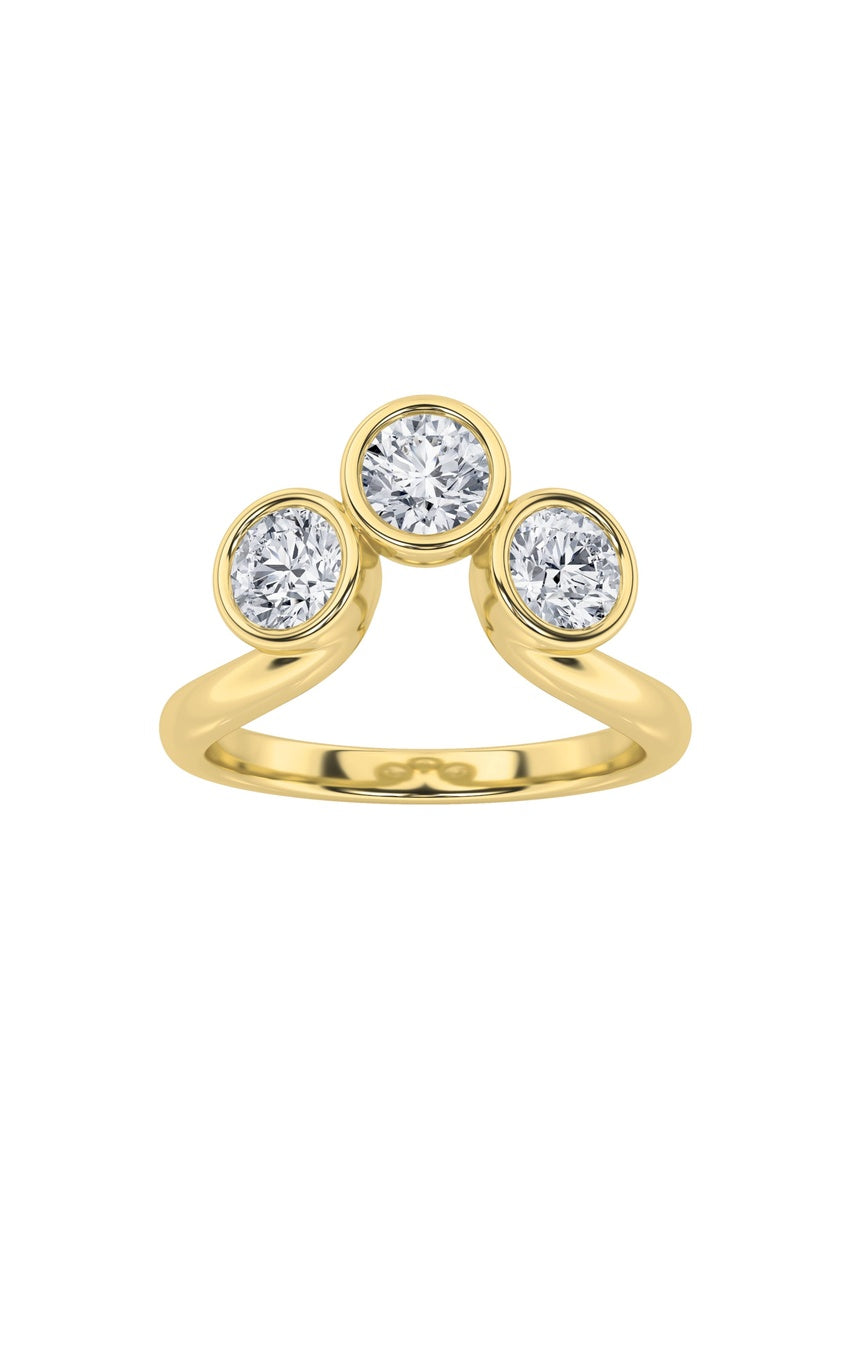 1Cttw Round Shaped Lab Grown Diamond (F/VS) ThreeStone Ring in 14K Gold