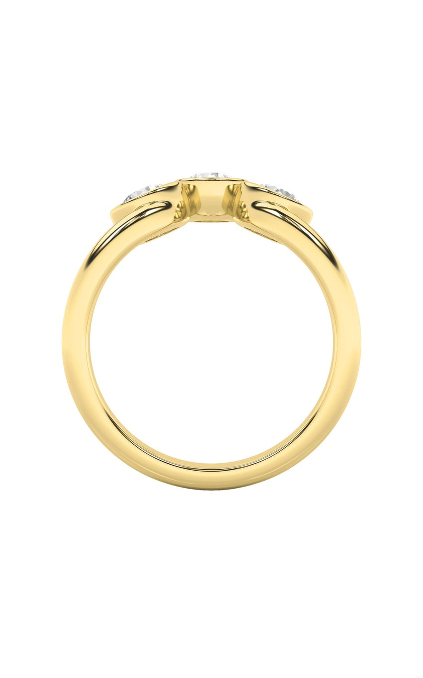 1Cttw Round Shaped Lab Grown Diamond (F/VS) ThreeStone Ring in 14K Gold