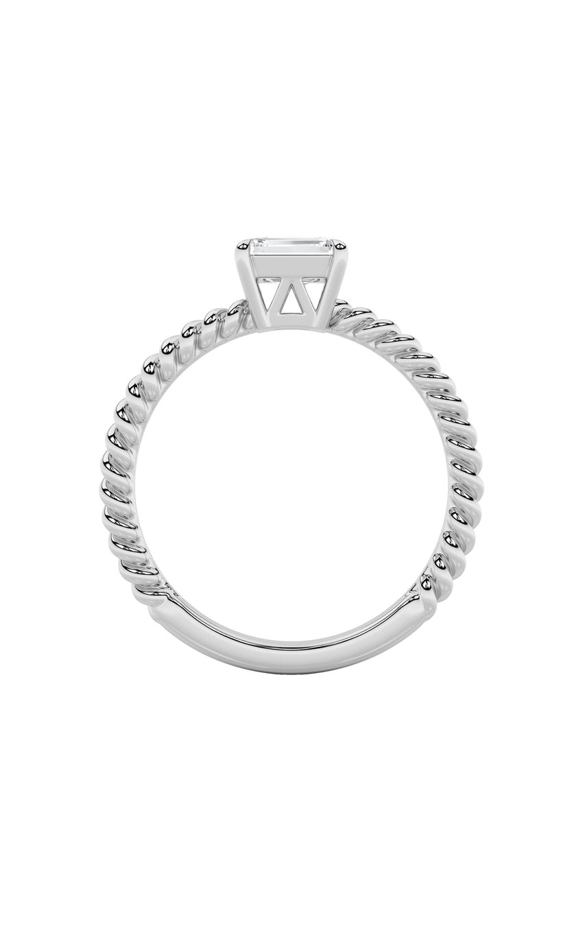 0.5Cttw Emerald Shaped Lab Grown Diamond (F/VS) Petite Solitaire Engagement RING in 14K Gold