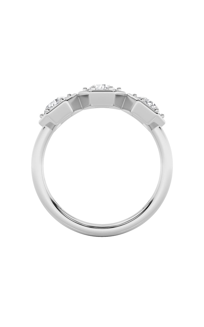 1Cttw Round Shaped Lab Grown Diamond (F/VS) ThreeStone Ring in 14K Gold