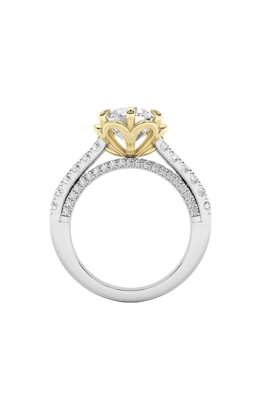 2.5Cttw Round Shaped Lab Grown Diamond (F/VS) TwoTone Solitaire Engagement Ring in 14K Gold