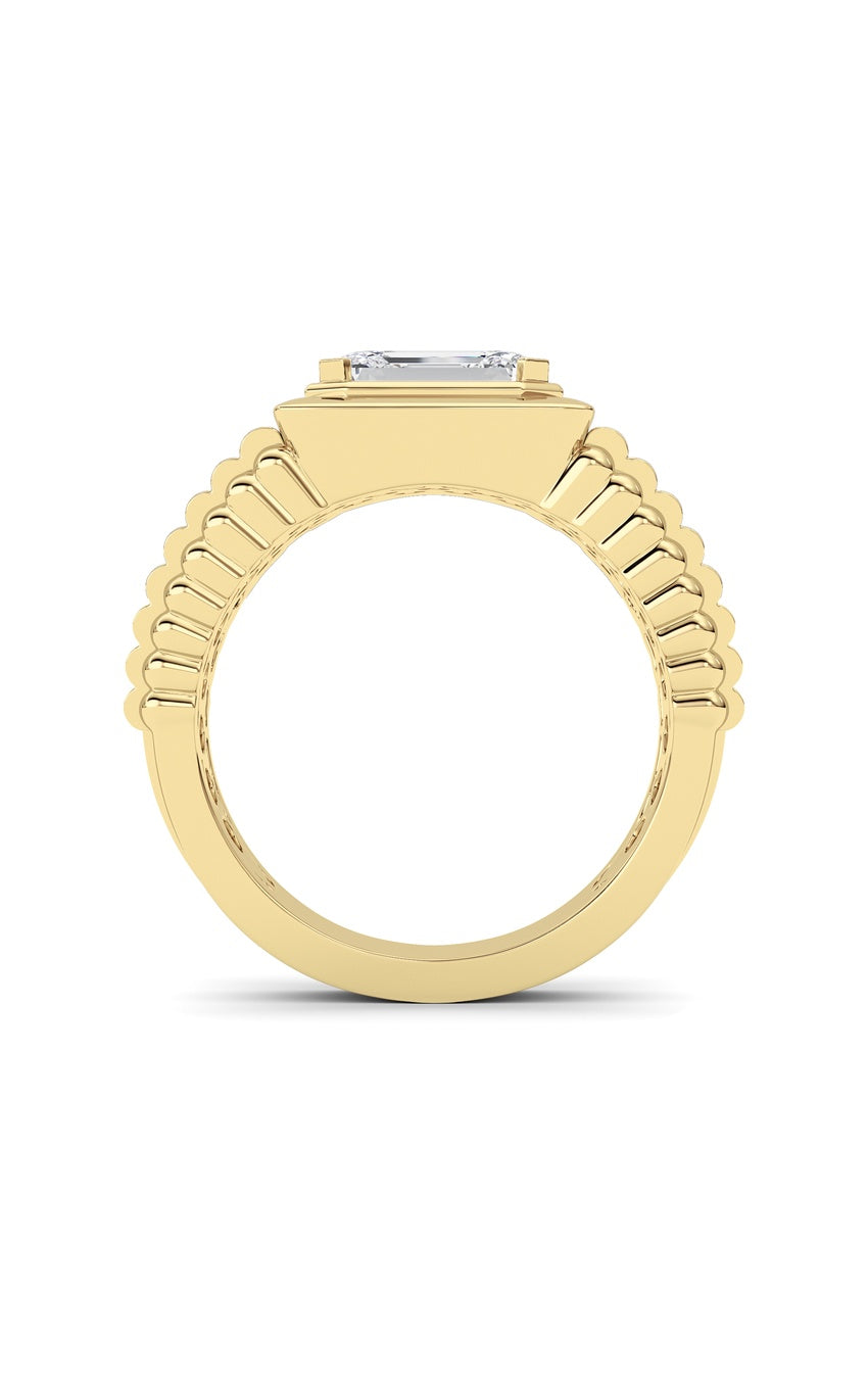 2.5Cttw Emerald Shaped Lab Grown Diamond (F/VS) Mens Ring in 14K Gold