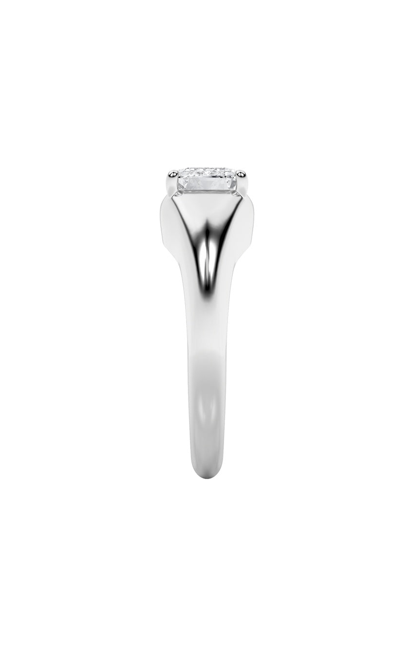 2Cttw Emerald Shaped Lab Grown Diamond (G/VS) East West Solitaire Ring in 14K Gold