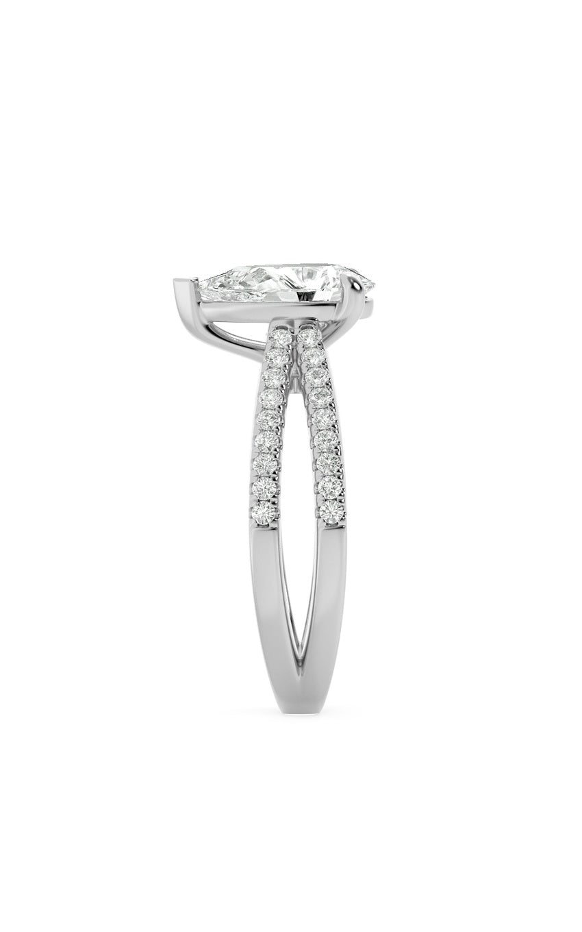 2Cttw Pear Shaped Lab Grown Diamond (F/VS) Cross Shank Accented Engagement Ring in 14K Gold